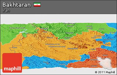 Political Panoramic Map of Bakhtaran