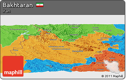 Political Panoramic Map of Bakhtaran