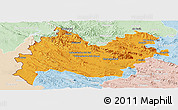 Political Panoramic Map of Bakhtaran, lighten
