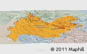 Political Panoramic Map of Bakhtaran, lighten, semi-desaturated