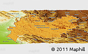 Political Panoramic Map of Bakhtaran, physical outside