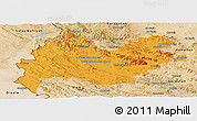 Political Panoramic Map of Bakhtaran, satellite outside