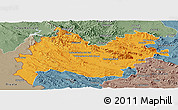 Political Panoramic Map of Bakhtaran, semi-desaturated