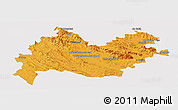Political Panoramic Map of Bakhtaran, single color outside