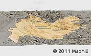 Satellite Panoramic Map of Bakhtaran, darken, semi-desaturated
