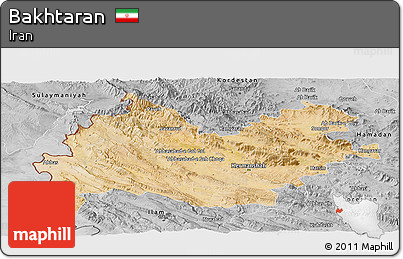 Satellite Panoramic Map of Bakhtaran, desaturated
