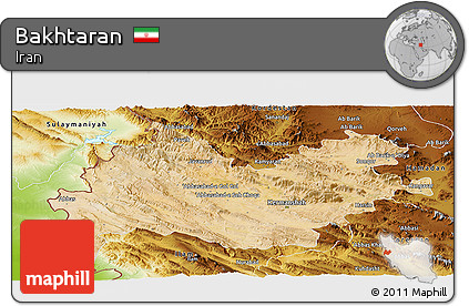 Satellite Panoramic Map of Bakhtaran, physical outside
