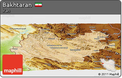 Satellite Panoramic Map of Bakhtaran, physical outside