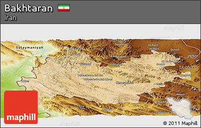 Satellite Panoramic Map of Bakhtaran, physical outside