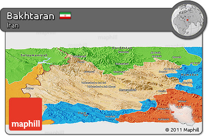 Satellite Panoramic Map of Bakhtaran, political outside