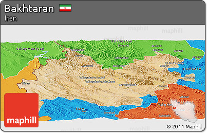 Satellite Panoramic Map of Bakhtaran, political outside