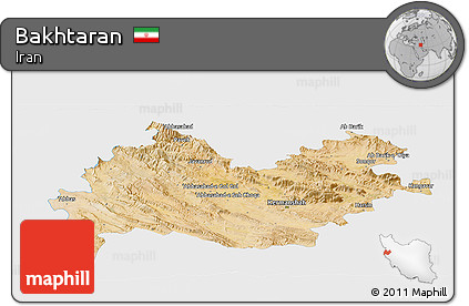 Satellite Panoramic Map of Bakhtaran, single color outside