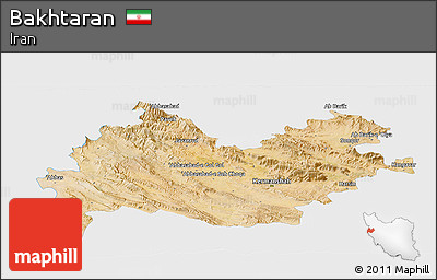 Satellite Panoramic Map of Bakhtaran, single color outside