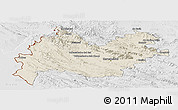 Shaded Relief Panoramic Map of Bakhtaran, lighten, desaturated
