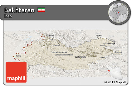 Shaded Relief Panoramic Map of Bakhtaran, lighten