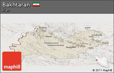 Shaded Relief Panoramic Map of Bakhtaran, lighten