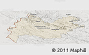 Shaded Relief Panoramic Map of Bakhtaran, lighten, semi-desaturated