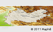 Shaded Relief Panoramic Map of Bakhtaran, physical outside