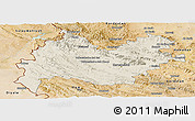 Shaded Relief Panoramic Map of Bakhtaran, satellite outside