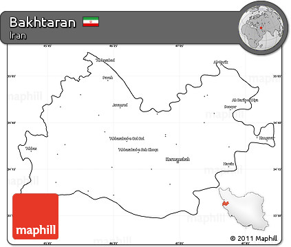 Blank Simple Map of Bakhtaran, cropped outside