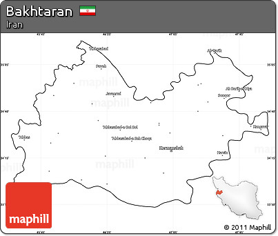 Blank Simple Map of Bakhtaran, cropped outside