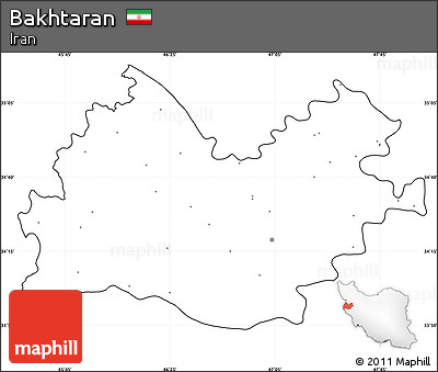 Blank Simple Map of Bakhtaran, cropped outside, no labels