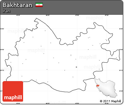 Blank Simple Map of Bakhtaran, cropped outside, no labels