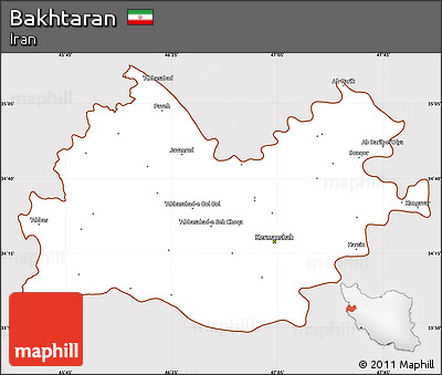 Classic Style Simple Map of Bakhtaran, cropped outside