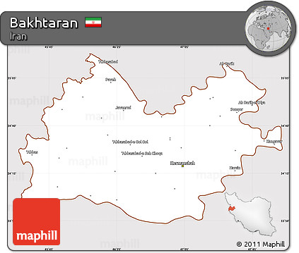 Classic Style Simple Map of Bakhtaran, cropped outside