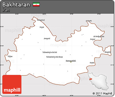Classic Style Simple Map of Bakhtaran, cropped outside