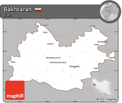 Gray Simple Map of Bakhtaran, cropped outside