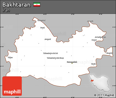 Gray Simple Map of Bakhtaran, cropped outside