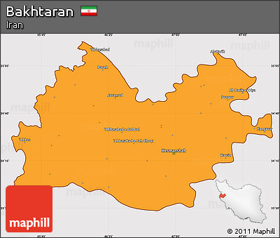 Political Simple Map of Bakhtaran, cropped outside