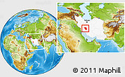 Physical Location Map of Chaharmahal and Bakhtiar, highlighted country, within the entire country