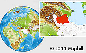 Physical Location Map of East Azarbayejan, highlighted country