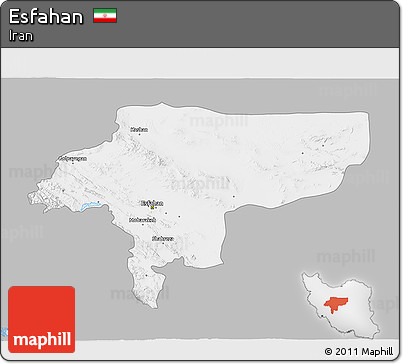 Gray 3D Map of Esfahan, single color outside