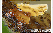 Physical 3D Map of Esfahan, darken
