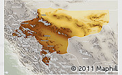 Physical 3D Map of Esfahan, lighten, semi-desaturated