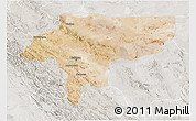 Satellite 3D Map of Esfahan, lighten, semi-desaturated