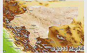 Satellite 3D Map of Esfahan, physical outside