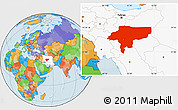 Political Location Map of Esfahan, highlighted country