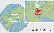 Savanna Style Location Map of Esfahan, within the entire country
