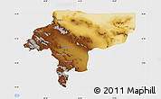 Physical Map of Esfahan, single color outside