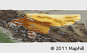 Physical Panoramic Map of Esfahan, darken, semi-desaturated