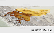 Physical Panoramic Map of Esfahan, lighten, semi-desaturated