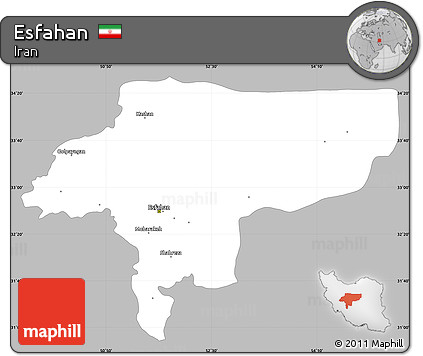 Gray Simple Map of Esfahan, single color outside