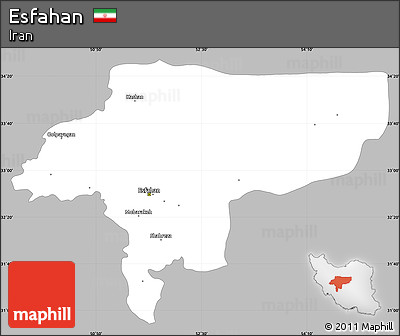 Gray Simple Map of Esfahan, single color outside