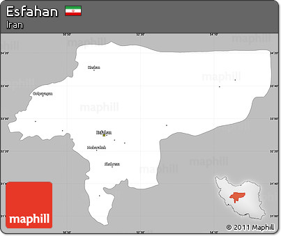 Gray Simple Map of Esfahan, single color outside
