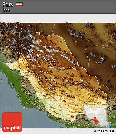 Physical 3D Map of Fars, darken