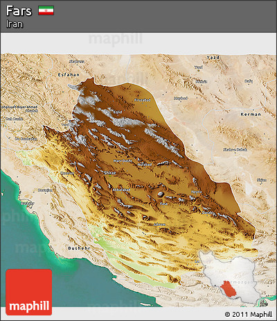 Physical 3D Map of Fars, satellite outside